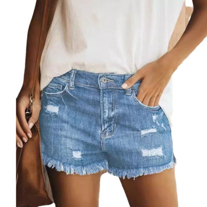 Cardydony Women's Summer Ripped Denim Shorts | High Waist Frayed Hem Cotton Jean Shorts
