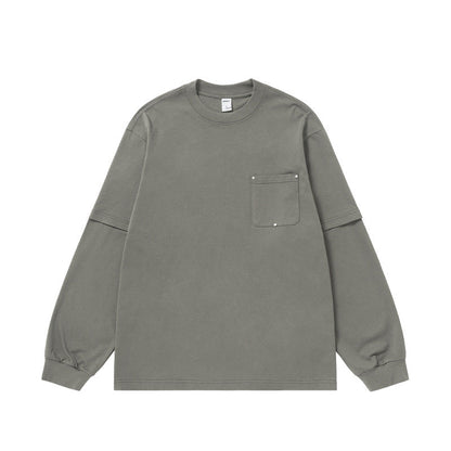 Cardydony Women's Women's Oversized Pocket Long Sleeve T-Shirt - Streetwear Layered Top