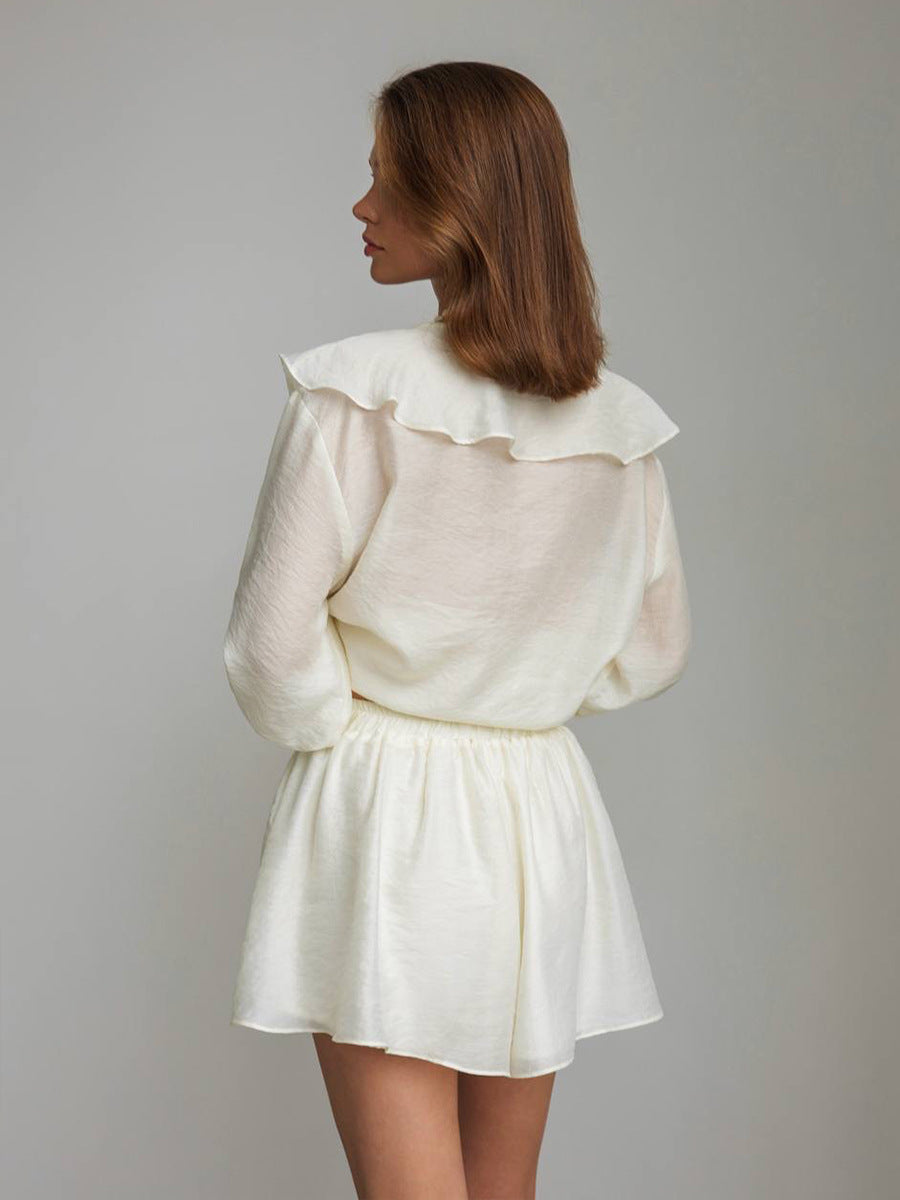 Cardydony Women's Tencel Ruffle Shirt and Shorts Set – Flowy Summer Two-Piece Outfit