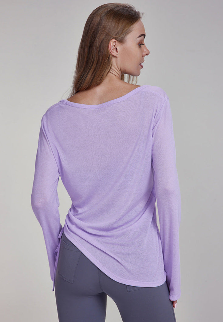 Cardydony Women's Women's Lightweight Yoga Top | V-Neck Long Sleeve Shirt for Training & Lounging