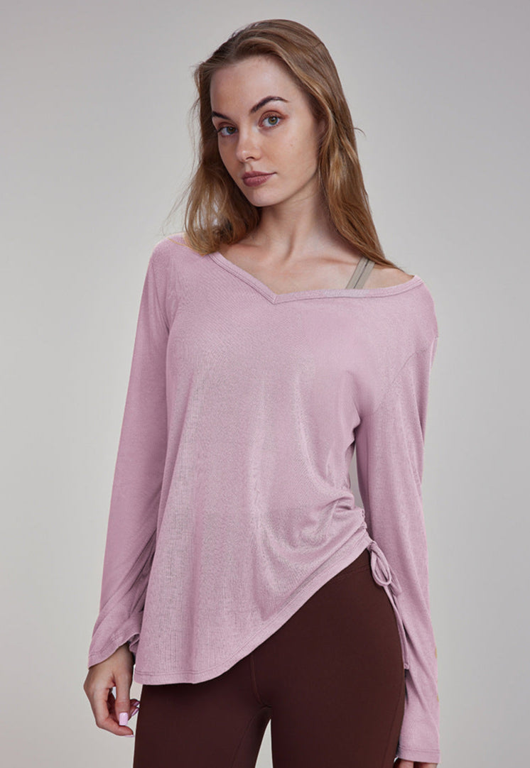 Cardydony Women's Women's Lightweight Yoga Top | V-Neck Long Sleeve Shirt for Training & Lounging