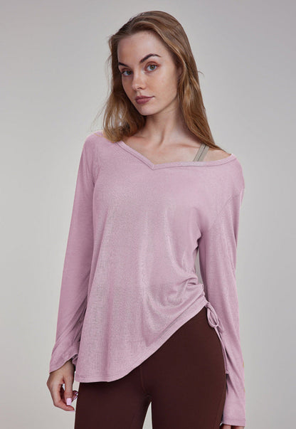 Cardydony Women's Women's Lightweight Yoga Top | V-Neck Long Sleeve Shirt for Training & Lounging