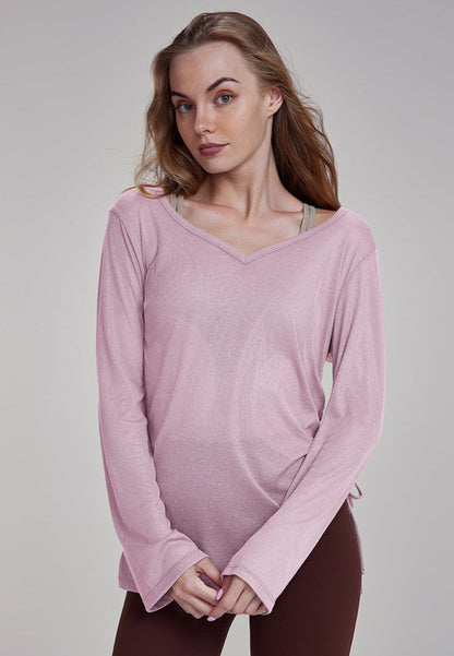 Cardydony Women's Women's Lightweight Yoga Top | V-Neck Long Sleeve Shirt for Training & Lounging