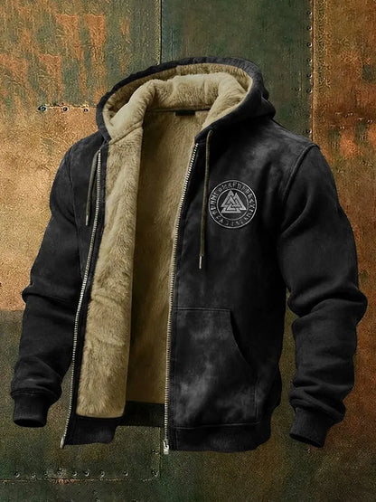 Cardydony Men's Viking Style Nordic Vegvisir Pattern Zipper Jacket b9da