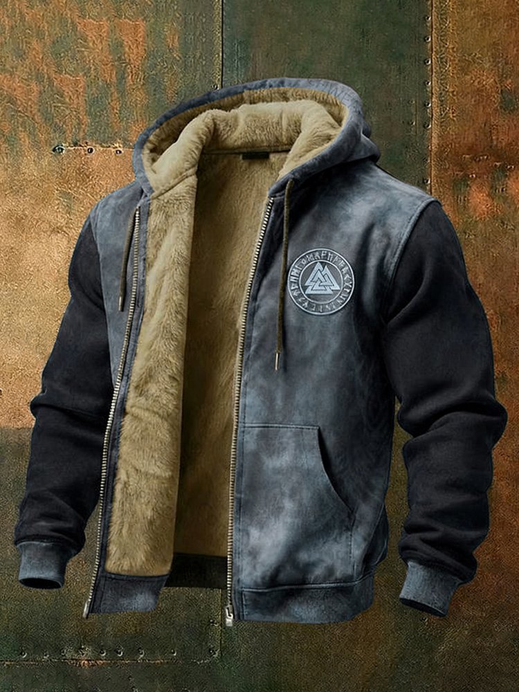 Cardydony Men's Viking Style Nordic Vegvisir Pattern Zipper Jacket b9da