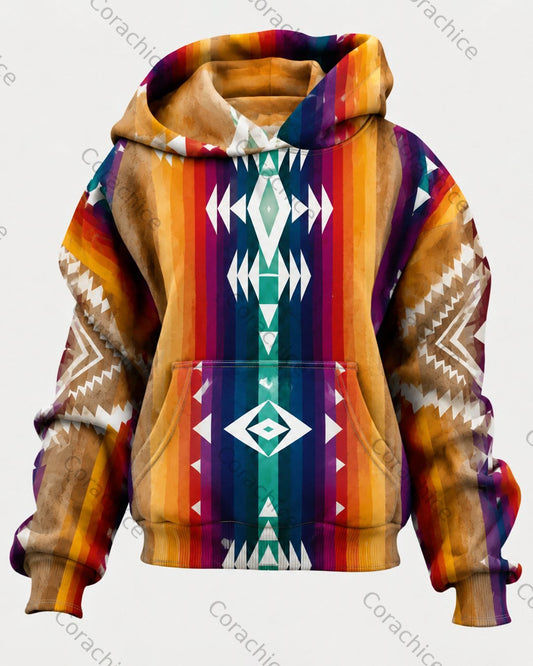 Cardydony Men's Fall/Spring Western-Style Aztec-Print Casual Hoodie