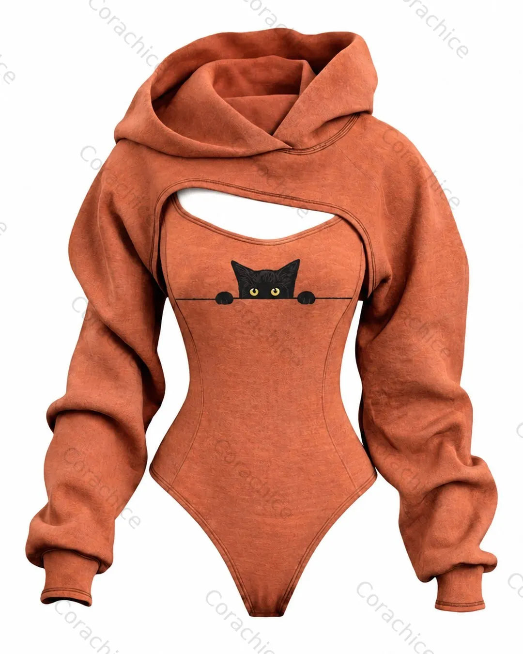 Cardydony Women's Retro Pop Art-Style Printed Fitted Hooded Jumpsuit