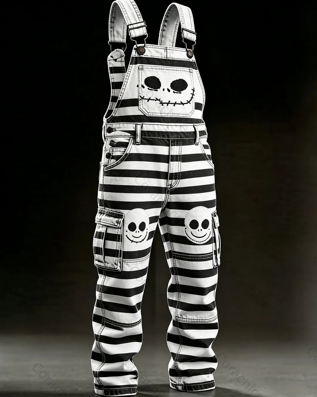 Cardydony Halloween-themed scary face print fashion jumpsuit overalls