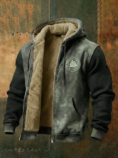 Cardydony Men's Viking Style Nordic Vegvisir Pattern Zipper Jacket b9da