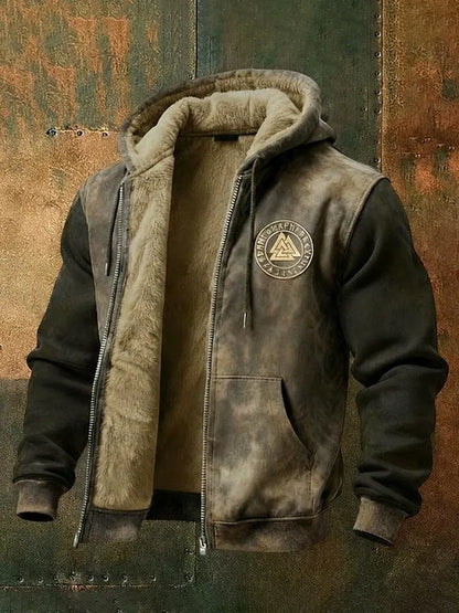 Cardydony Men's Viking Style Nordic Vegvisir Pattern Zipper Jacket b9da