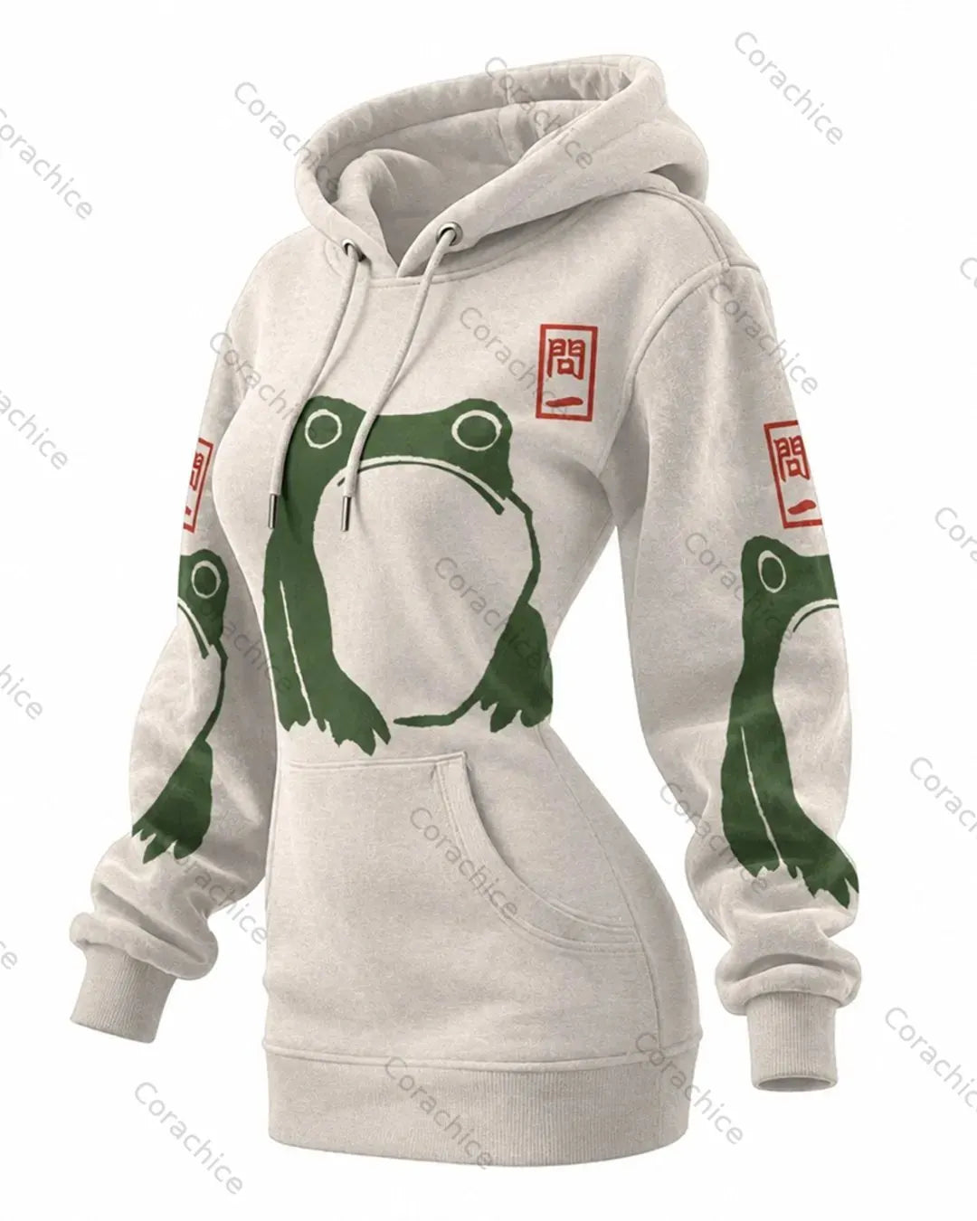 Cardydony Women's Fall and Spring Japanese-Style Printed Long-Sleeve Hooded Sweatshirt Dress