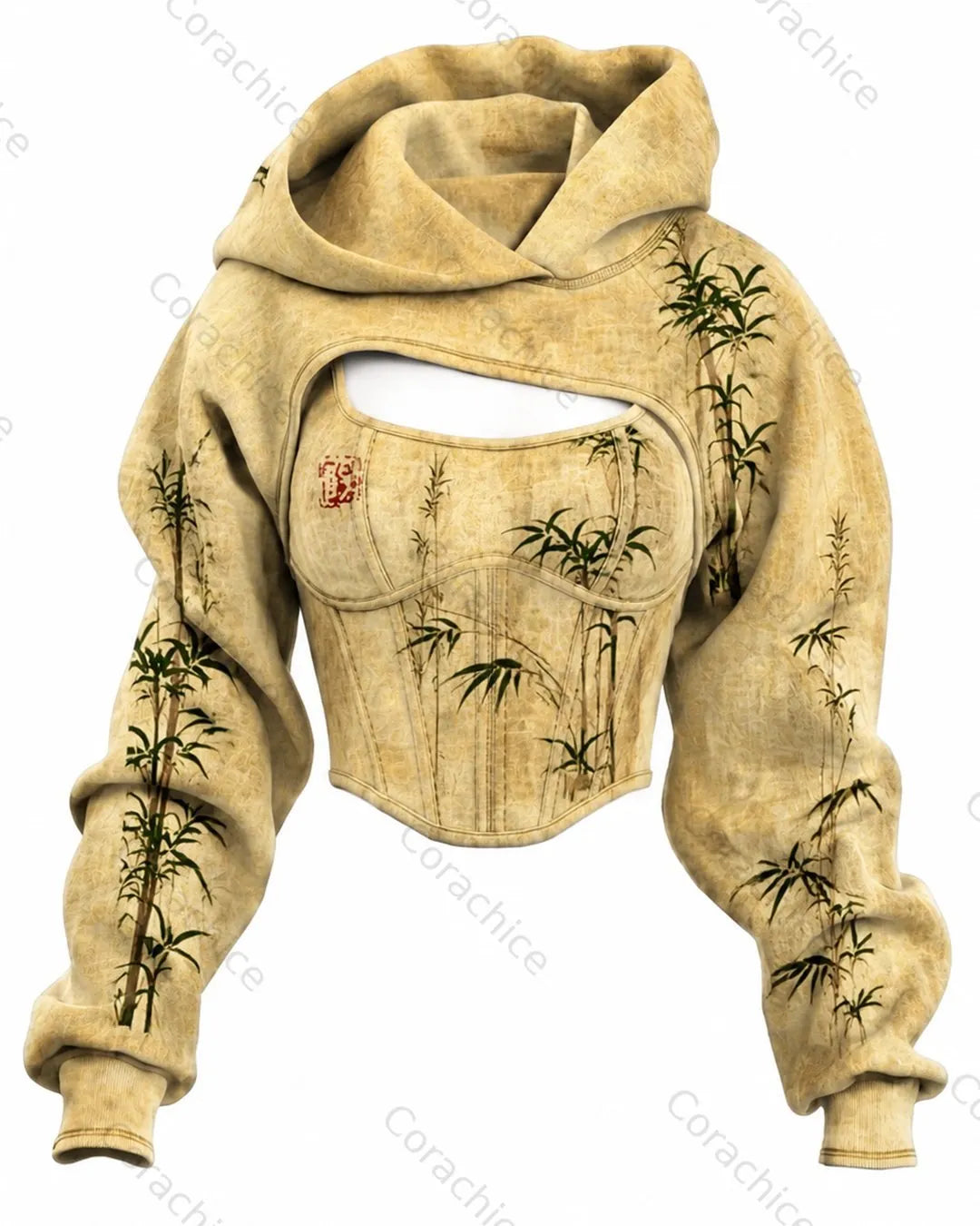 Cardydony Women's Japanese-Style Embroidered Fitted Tank Top & Hoodie