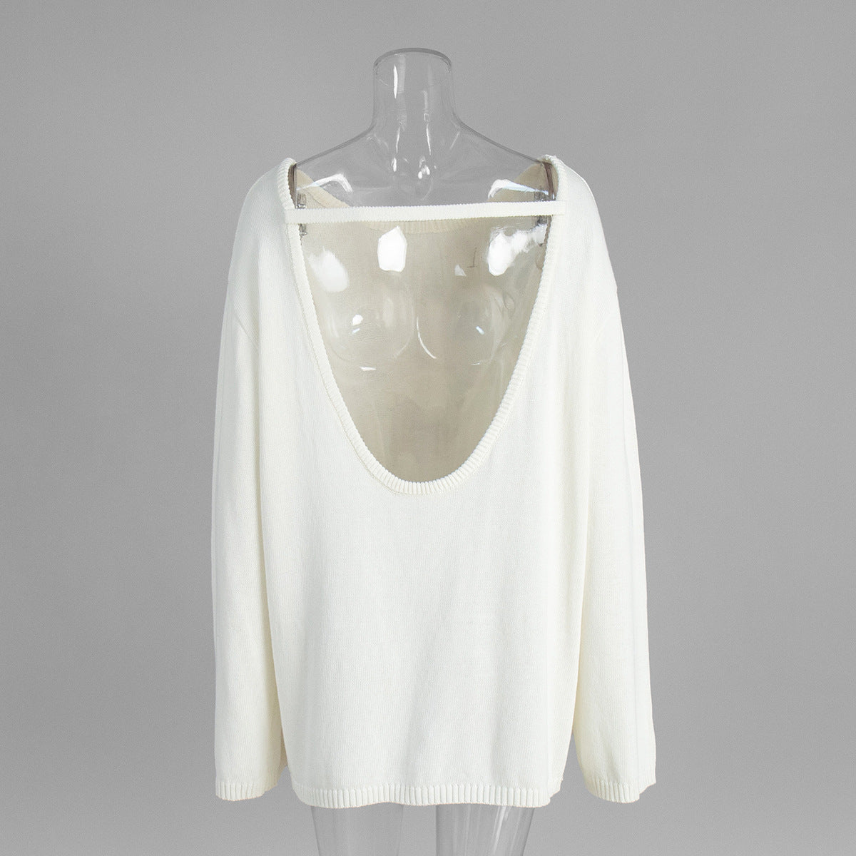Cardydony Women's Women's Knit Sweater -  Backless Open Back Long Sleeve Top