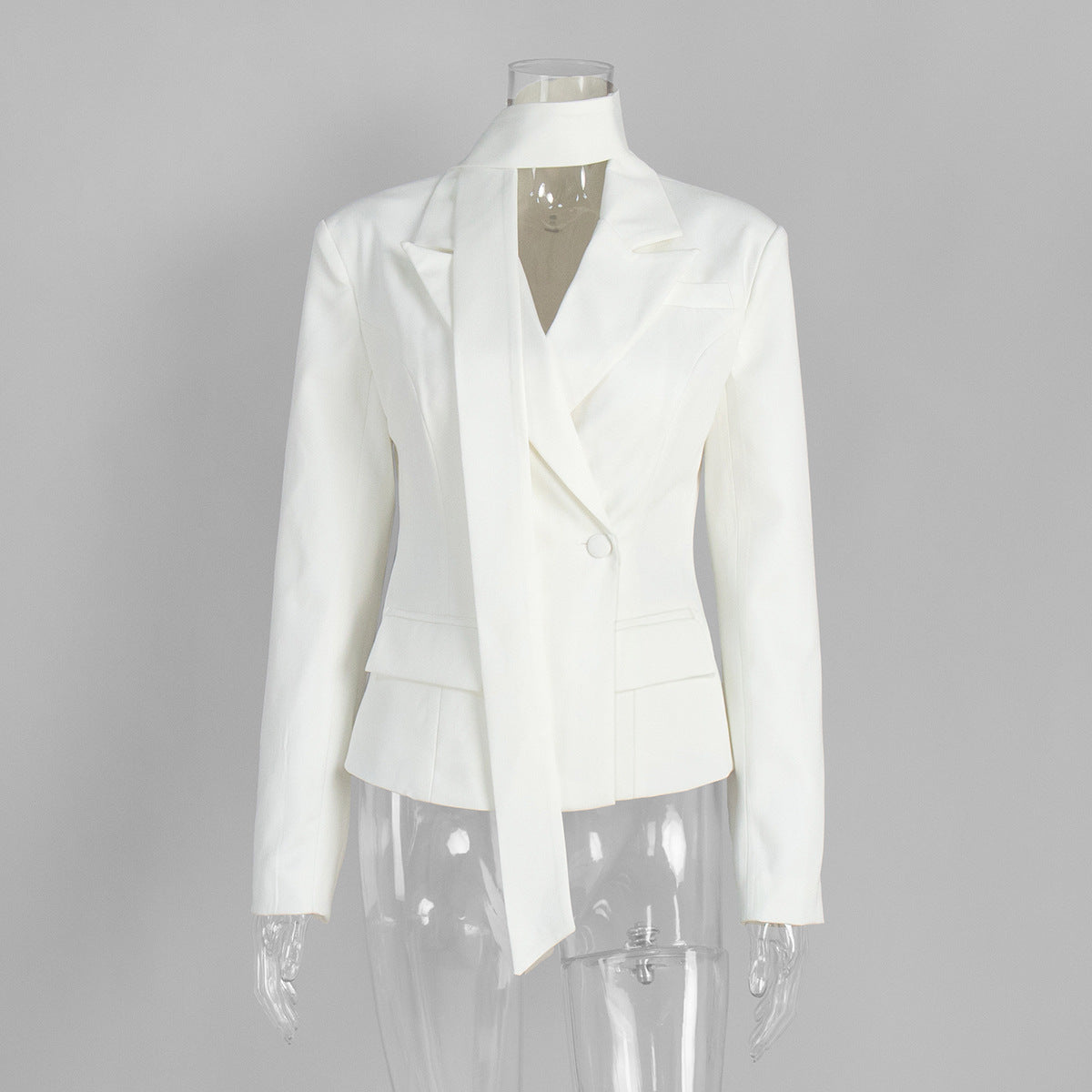 Cardydony Women's Structured White Blazer Tailored Double-Breasted Suit Jacket for Women