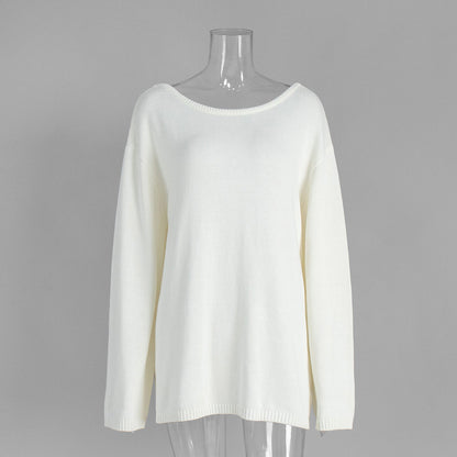 Cardydony Women's Women's Knit Sweater -  Backless Open Back Long Sleeve Top