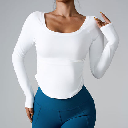 Cardydony Women's Women's Long Sleeve Top – Fitted Nylon Workout T-Shirt