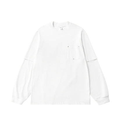 Cardydony Women's Women's Oversized Pocket Long Sleeve T-Shirt - Streetwear Layered Top