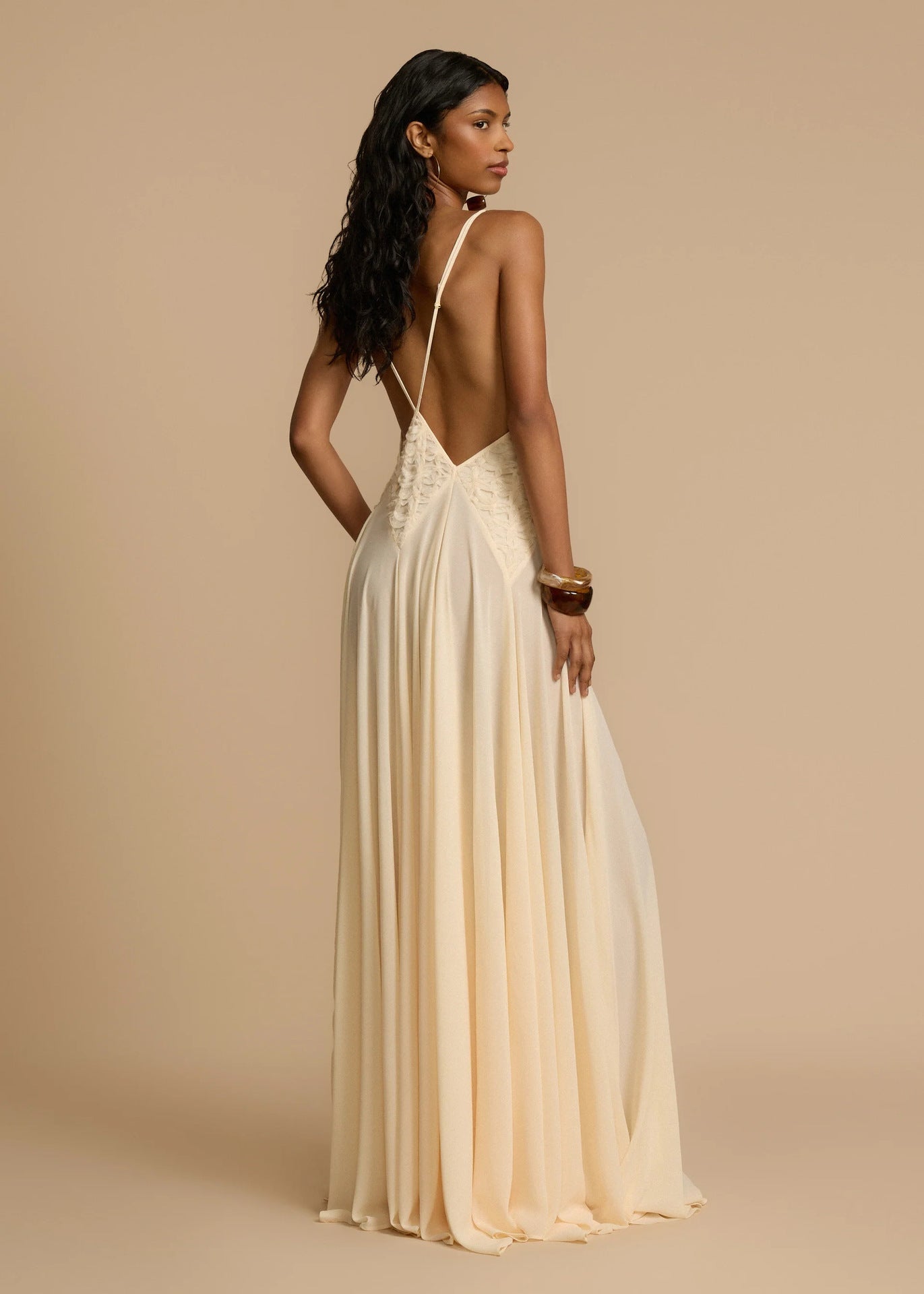 Cardydony Women's White Deep V-Neck Lace Maxi Dress | Flowy Vacation Cami Dress