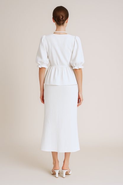 Cardydony Women's Cotton Puff Sleeve Top and Long Skirt Set – Summer Two-Piece Outfit