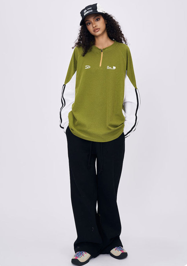Cardydony Women's Women's Long Sleeve T-Shirt - Retro Contrast Color Oversized Streetwear Top