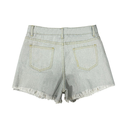 Cardydony Women's Women's High Waist Distressed Denim Shorts | Ripped Frayed Hem Cotton Shorts