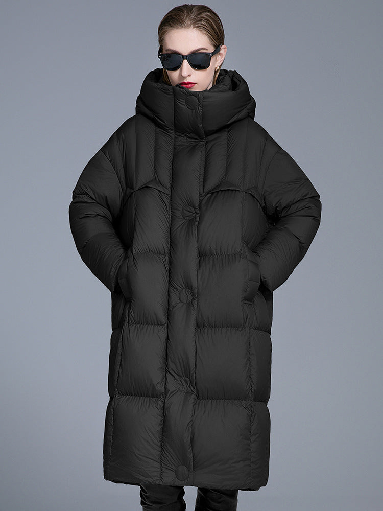 Cardydony Women's Long Hooded Puffer Coat – Oversized Down Coat for Winter Warmth
