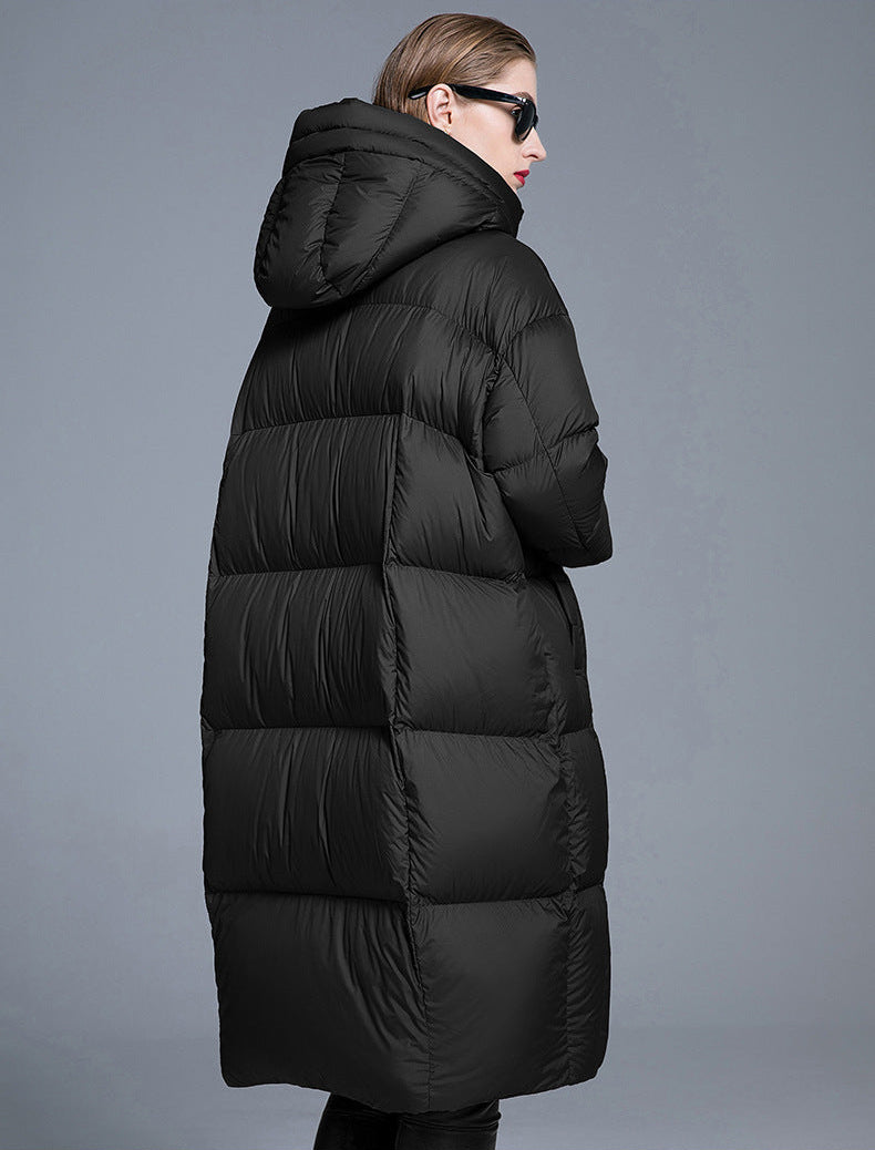 Cardydony Women's Long Hooded Puffer Coat – Oversized Down Coat for Winter Warmth
