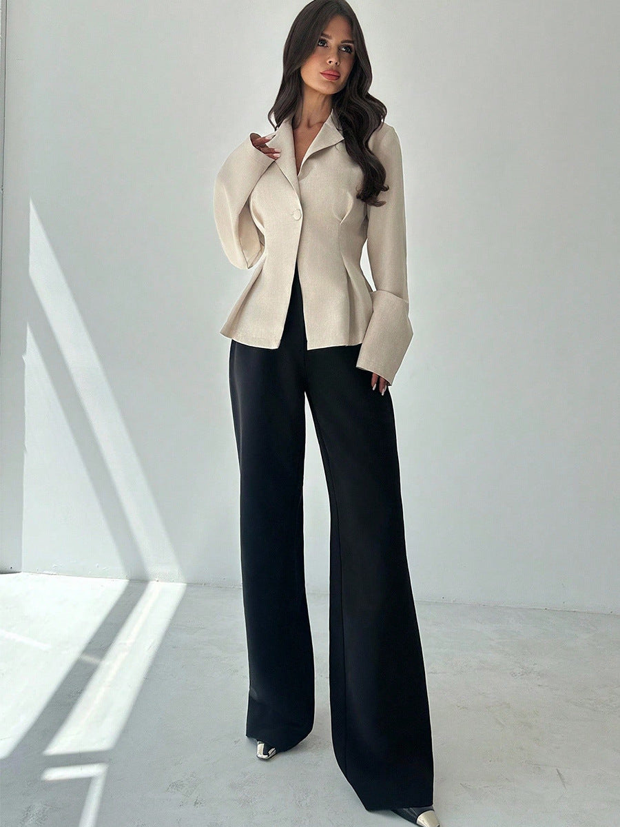 Cardydony Women's Women's Slim Fit Blazer – Apricot One-Button Tailored Jacket