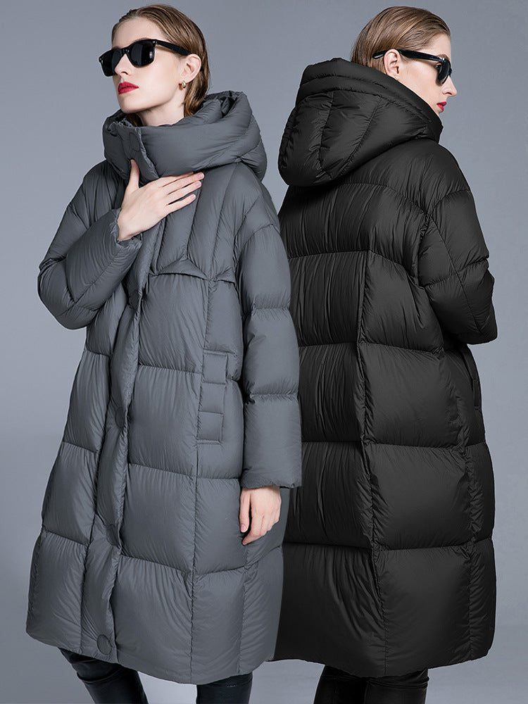 Cardydony Women's Long Hooded Puffer Coat – Oversized Down Coat for Winter Warmth