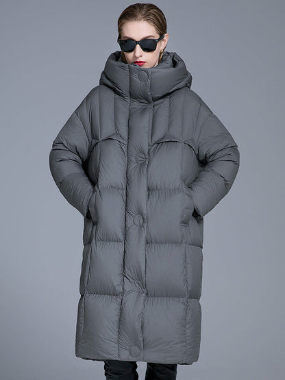Cardydony Women's Long Hooded Puffer Coat – Oversized Down Coat for Winter Warmth