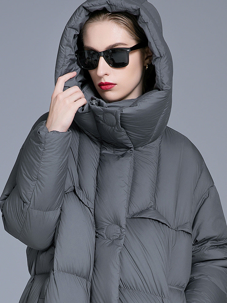 Cardydony Women's Long Hooded Puffer Coat – Oversized Down Coat for Winter Warmth