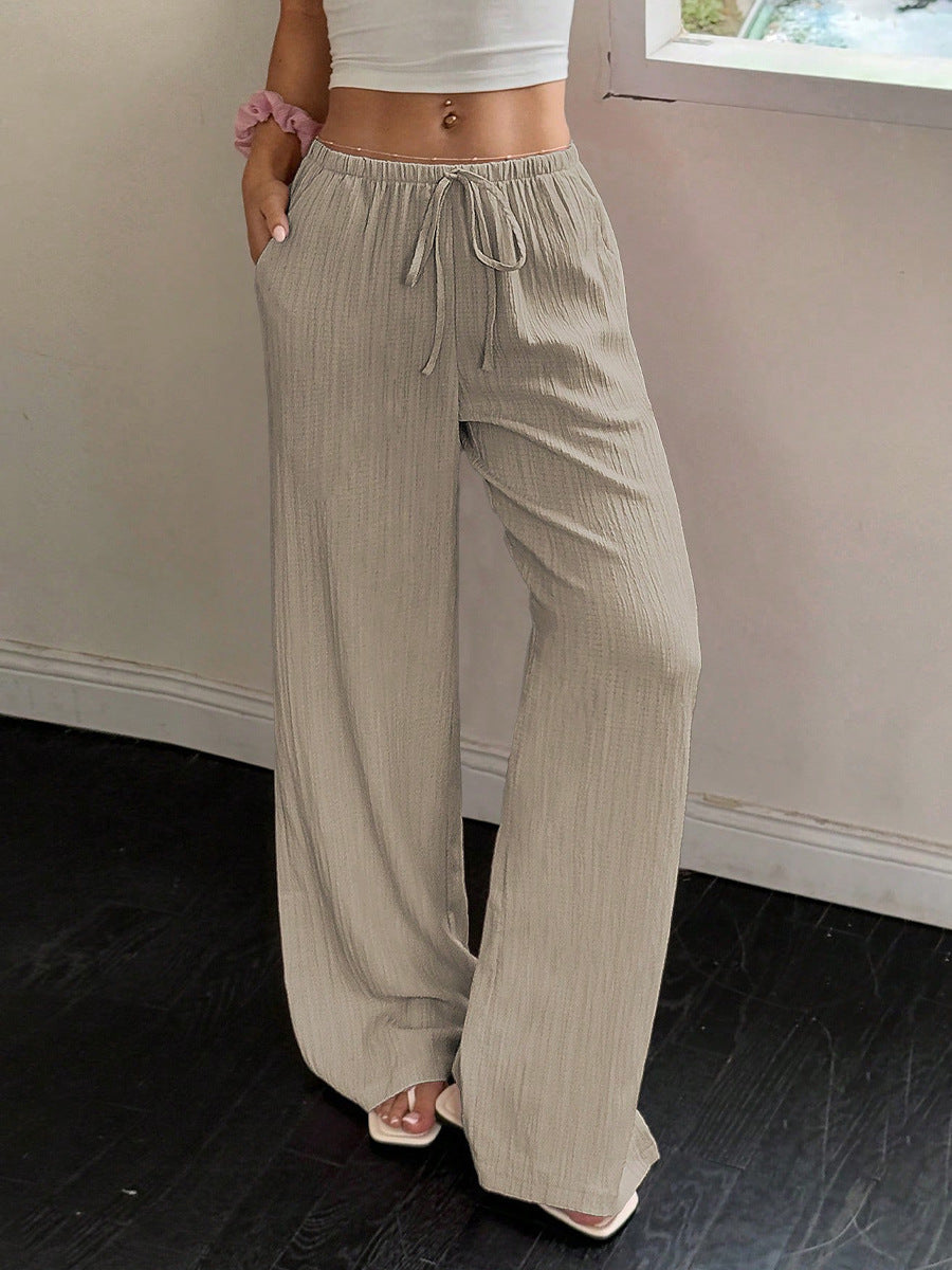 Cardydony Women's Women's Khaki Wide Leg Pants – High Waist Straight Drawstring Trousers