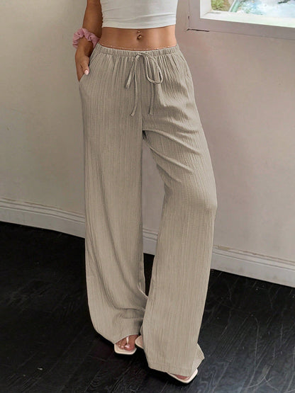Cardydony Women's Women's Khaki Wide Leg Pants – High Waist Straight Drawstring Trousers
