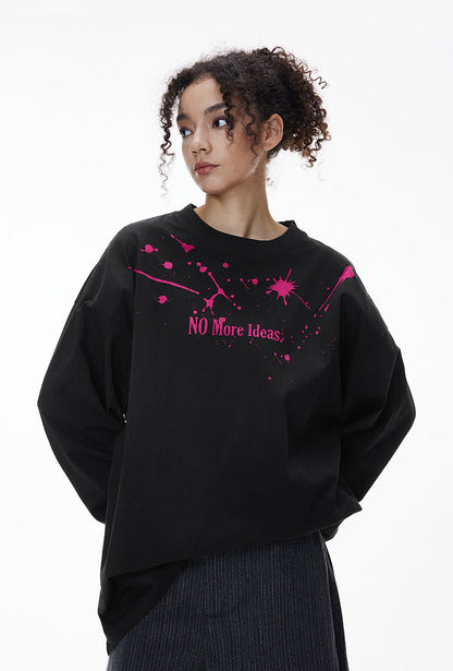 Cardydony Women's "NO More Ideas" Graphic Long Sleeve T-Shirt for Women - Oversized Streetwear Top