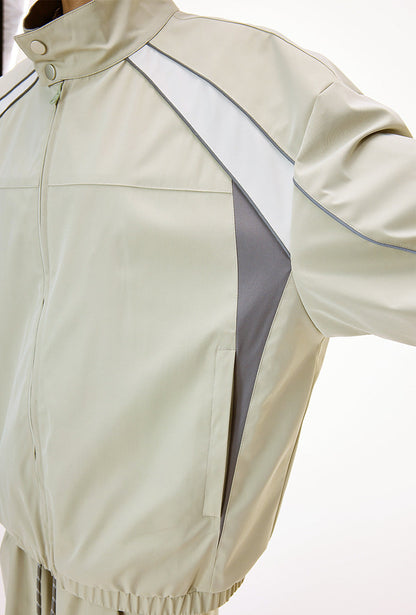 Cardydony Women's Tracksuit Racing Jacket Lines Zip Pockets Stand Collar — Womens Wide Leg Pants