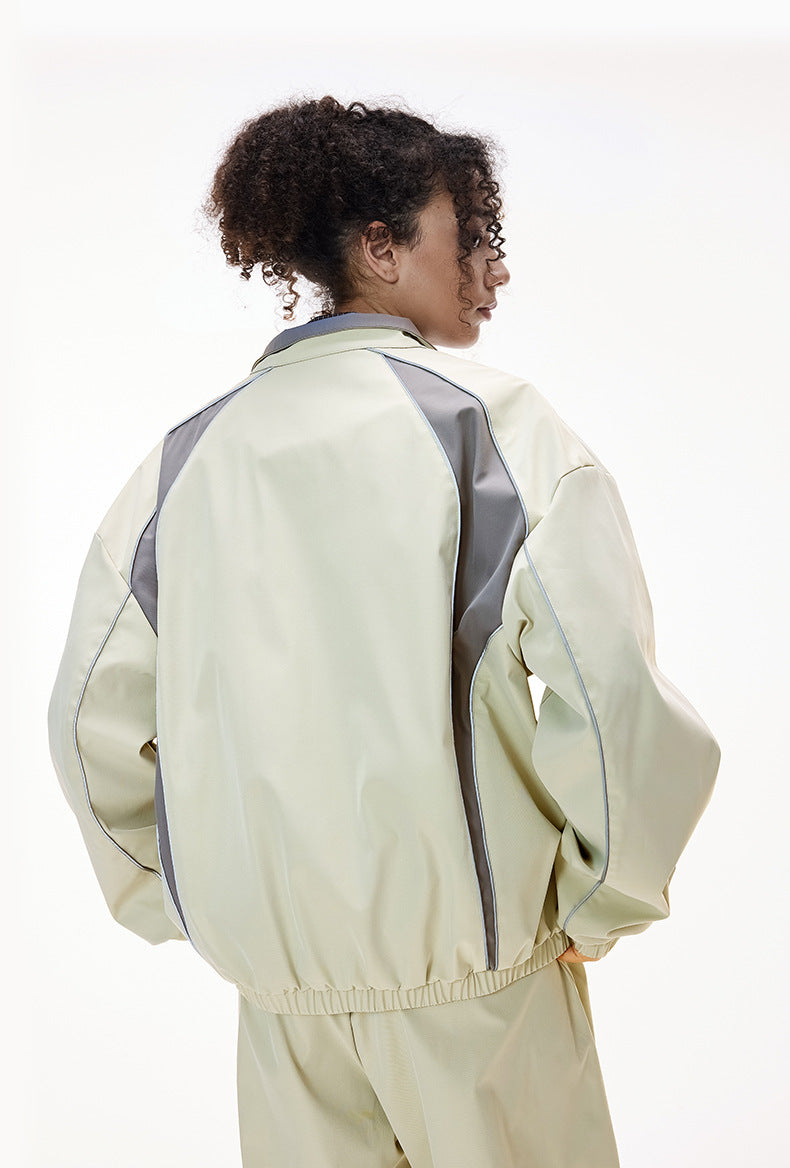 Cardydony Women's Tracksuit Racing Jacket Lines Zip Pockets Stand Collar — Womens Wide Leg Pants