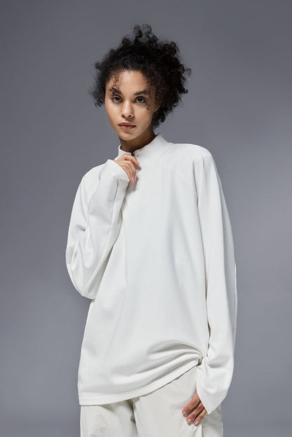 Cardydony Women's Women's Half Zip Long Sleeve T Shirt Cotton Blend - Relaxed Fit Casual Top