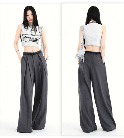 Cardydony Women's Y2K High-Waist Wide-Leg Pants | Street Style Pleated Trousers for Women