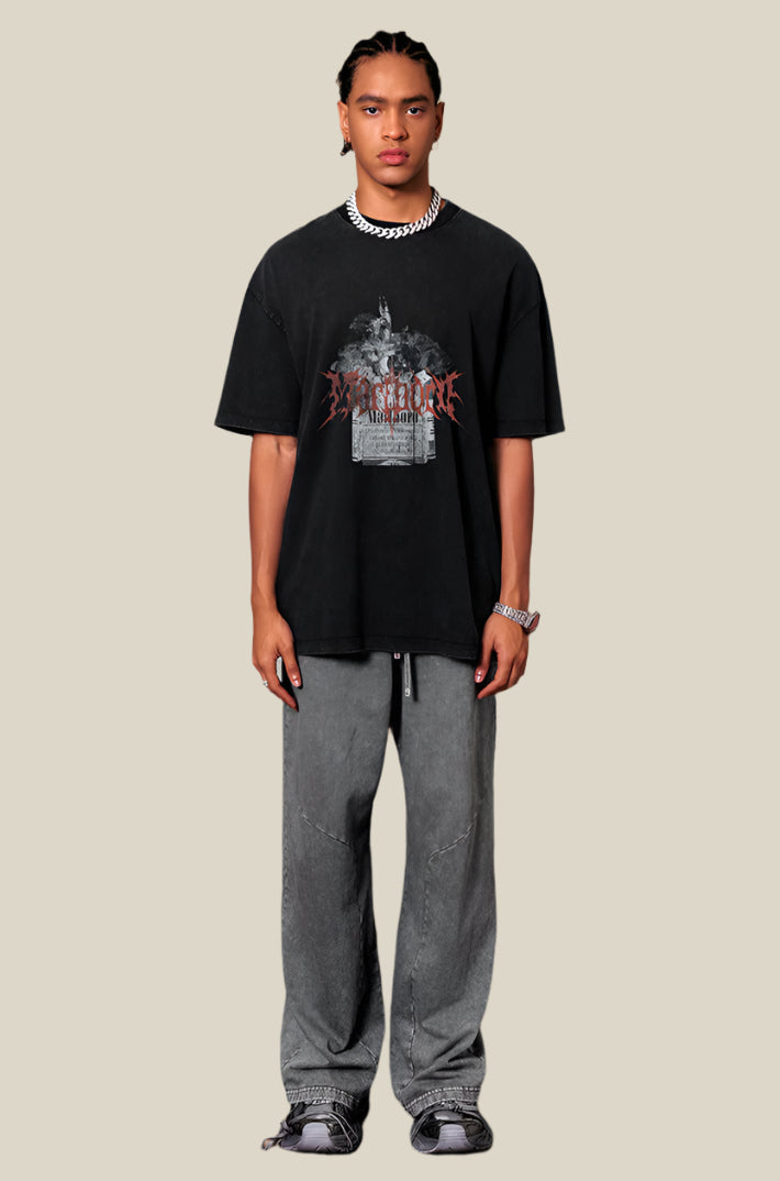 Cardydony Women's Yesskary Smoking Graphic Tee for Women | Oversized Washed Cotton Streetwear Top