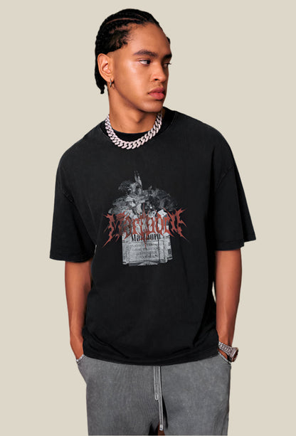 Cardydony Women's Yesskary Smoking Graphic Tee for Women | Oversized Washed Cotton Streetwear Top