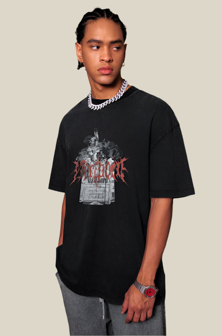Cardydony Women's Yesskary Smoking Graphic Tee for Women | Oversized Washed Cotton Streetwear Top