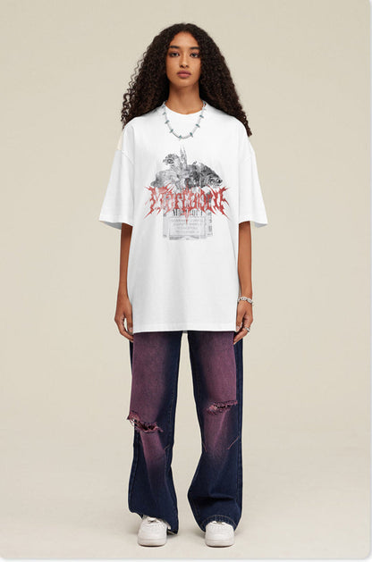 Cardydony Women's Yesskary Smoking Graphic Tee for Women | Oversized Washed Cotton Streetwear Top