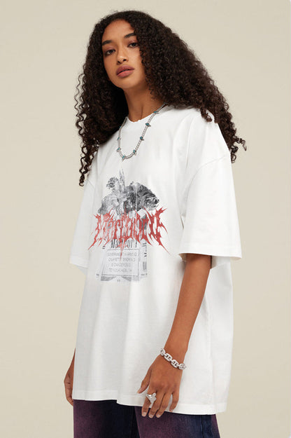 Cardydony Women's Yesskary Smoking Graphic Tee for Women | Oversized Washed Cotton Streetwear Top